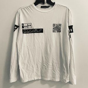 Alexander Wang Limited Edition QR Code Print White Longsleeve T-Shirt Size S